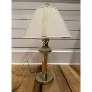 Vintage Brass And Glass Desk/bedside Lamp